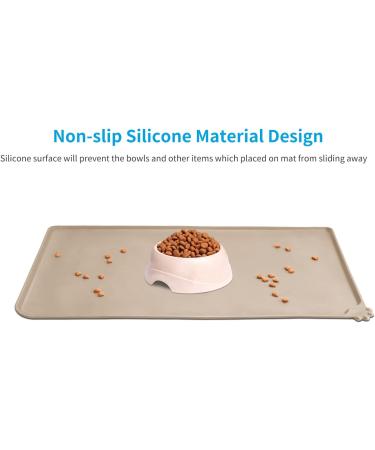 AUDWUD Silicone Waterproof Pet Feeding Mat - Anti-Slip Dog & Cat Bowl Mat 71x46 cm - Taupe - Buy Online on GoSupps.com