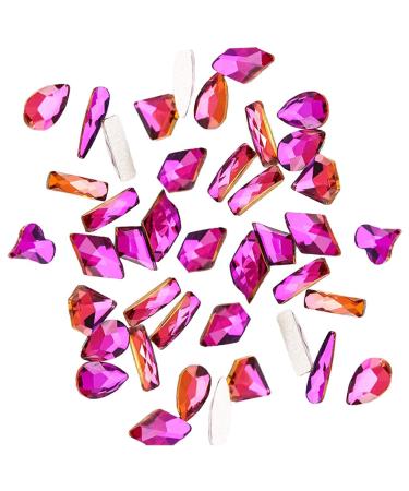 dijiusidy 50 Pieces Glass Crystal Set Eye-catching Personalized Nail Art Rhinestones DIY Handcraft Manicure Accessories for Card Making Red Flame