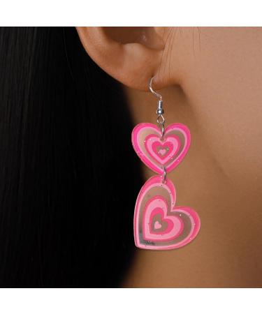 Buy Feylie Heart Earrings for Women | Hollow Glittering Cardiac Statement Earrings | Perfect Valentine's Day Gift | Light Acrylic Design - Buy Online on GoSupps.com