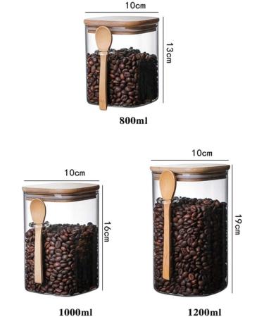 Storage Sealed Coffee Cans With High Borosilicate Glass + Bamboo and Wood Fresh-keeping Sealed Cans for Easy Storage and Anti-flavor Tea and Coffee Beans Cans Home Kitchen (Wood Color) - Buy Online on GoSupps.com