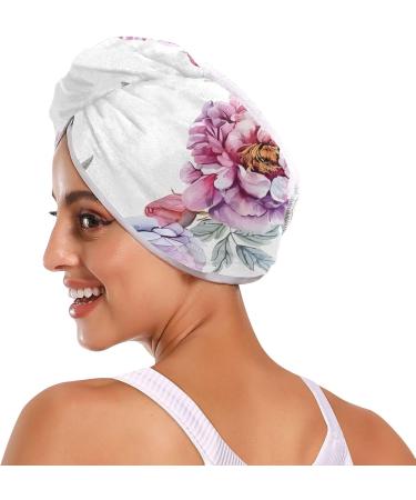Watercolor Floral Wreath Hair Towel 2 Pack | Super Absorbent Quick Dry Hair Turbans for Women & Girls - Buy Online on GoSupps.com