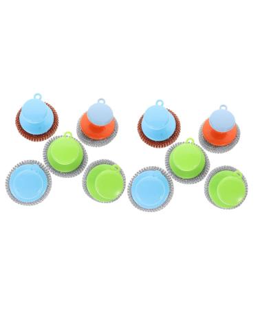 ABOOFAN 10 sets wire brush handle stainless steel saucepan washing pot washing brush metal sponge scrubber metal scrubber dishes pot pan scrubbing scrubber sink bush oven