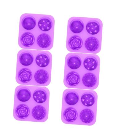 IMIKEYA 6 Pcs Handmade Soap Mold Silicone Flower Molds Tuile Molds Silicone Baking Mold Silicone Rose Mold Silicone Donut Molds Silicone Soap Donut Mould Muffin Roses Purple Silica Gel 3X16.6X16.6CMx6pcs