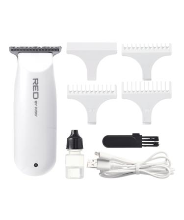 Red by Kiss Hair Clipper Mini Cordless Hair Trimmer Long Lasting Hair Cutting Kit USB-C Rechargeable Haircut Beard Trimming Clippers for Men Women Kids Portable Grooming Kit (White)