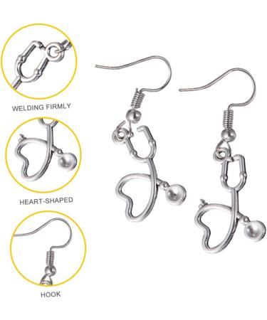 PRETYZOOM Heart Hoop Earrings for Women - Silver Ear Pendant Decor for Nurses & Medical Professionals | Delicate Alloy Jewelry - Buy Online on GoSupps.com