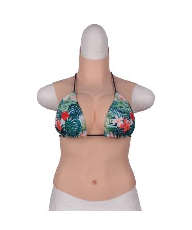 Knobco Realistic silicone breast shapes with high collar artificial fake breast breasts suitable for mastectomy prosthesis Halloween Christmas weddings (color: ivory white size: C 1650 C ivory white