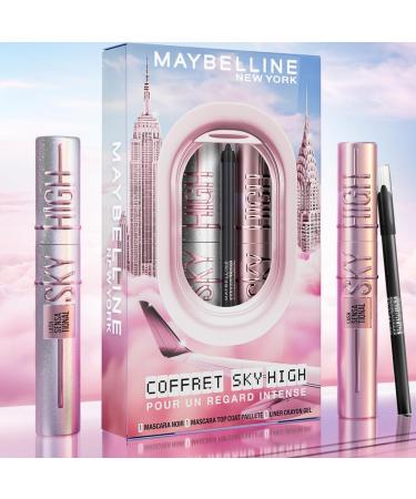 Maybelline New York - Intense Eye Set - Gel Pencil Liner + Very Black Mascara + Glitter Top Coat Mascara - 3 products
