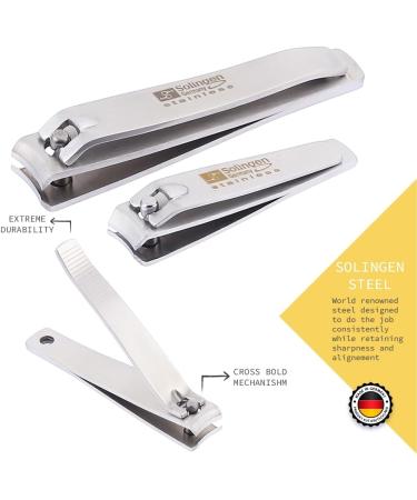 Buy Solingen Nail Clippers Set - Professional Stainless Steel Manicure & Pedicure Tools - 2 Pcs for Men Women & Babies - Made in Germany - Buy Online on GoSupps.com