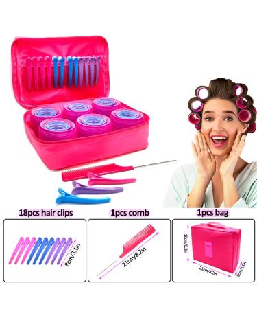 38 Pcs Self Grip Hair Rollers Set for Medium Short Hair | Heatless Hair Curlers for Women | Salon Styling Kit with Comb and Clips | Multicolor Rollers - 2.5/1.8/1.4in - Buy Online on GoSupps.com