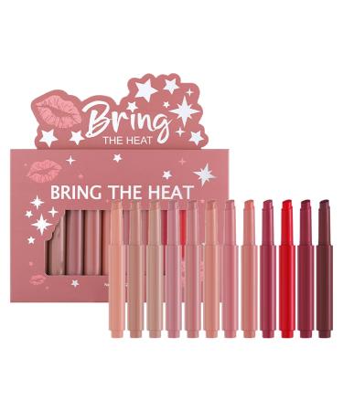 Generisch Set of 12 waterproof lipsticks suitable for all seasons in a push-button pen format perfect for university dates commutes beach vacations for women girls and children.