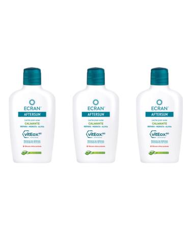 Ecran Ecran - Hydrating and repairing post sun milk with natural aloe vera moisturizes soothes relieves and repairs light texture and fast absorption formula with VitEox 80 - Pack of 3 x 200 ml