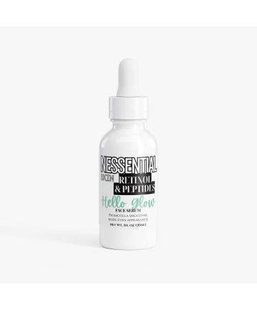 Nessential Skin Hello Glow Face Serum with Retinol and Peptides Anti-Aging Skin Care White 1 Fl Oz