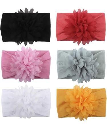 LERTREE 6 PACK Baby Girl's Headbands with Chiffon FLowers Soft Headwraps Caps Infant Head Bands - Buy Online on GoSupps.com
