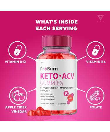 Pro Burn Keto ACV Gummies - Advanced Weight Loss Formula with Apple Cider Vinegar, Beet Root Juice, Folate, B12 - 2 Pack (120 Gummies) - Buy Online on GoSupps.com