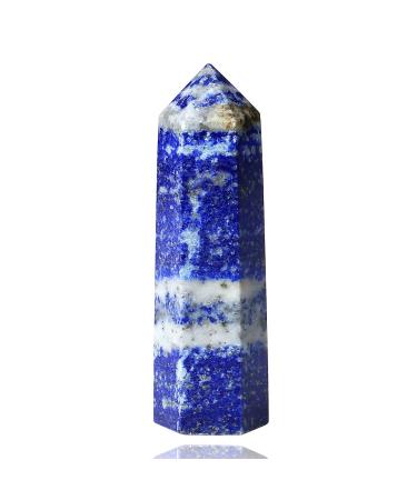 XIANNVXI 2" Lapis Lazuli Crystal Wand Healing Crystals Wand Tower Natural Gemstone Stone Hexagonal Point Wand for Reiki Meditation Therapy Energy Direction