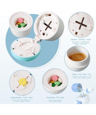 Premium Pill Cutter & Crusher 4-in-1 Splitter & Grinder for Small Pills | Portable Pill Organizer in Blue - Buy Online on GoSupps.com