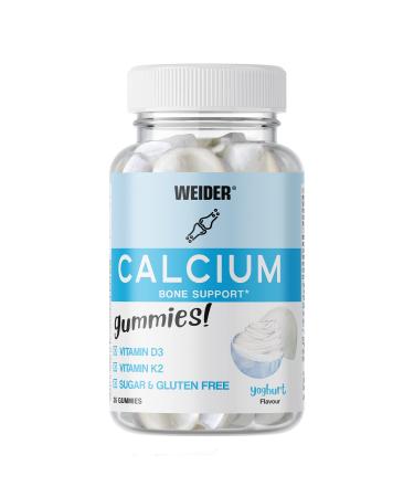Weider Calcium Gummies 250mg of calcium per portion enriched with vitamin and K for efficient calcium absorption low fat 100% sugar-free 100% gluten-free 36 gummies