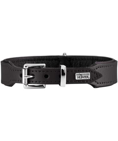 Hunter Basic dog collar coated gap leather synthetic leather simple robust weather-resistant 42 (S-M) black 42 (S-M) black