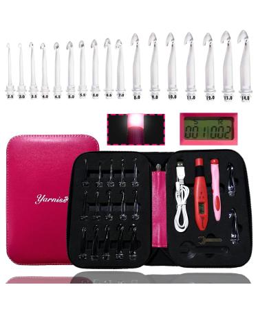 Yarniss 17 Size Counting Crochet Hooks Set Light Up Crochet Hooks for Stitch & Row Counter