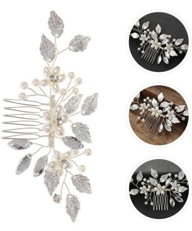 ifundom bridal hair accessories Flower Hair Comb hairbrush for women Floral Hair Clips Bridal Comb Barrette proms hair comb Handmade Bridal Hair Comb diamond Zinc alloy leaf banquet - Buy Online on GoSupps.com