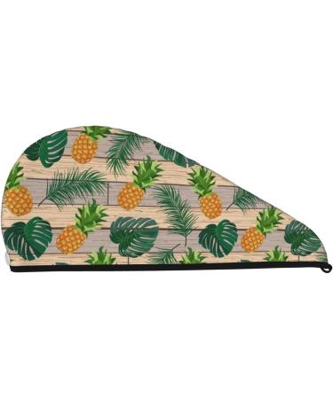 Super Absorbent Pineapple Palm Leaves Microfiber Hair Towel for Women - Quick Dry Coral Velvet Wrap for Long Curly & Thick Hair - International Shipping - Buy Online on GoSupps.com