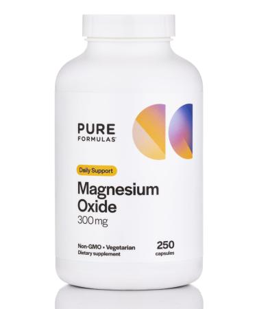 PureFormulas Magnesium Oxide 300 mg Healthy Heart Relaxation Immune Support Non-GMO Vegetarian Capsules 250 Count