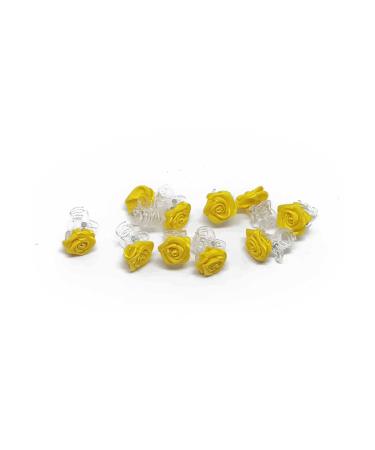 10 x roses on hair clip - bridal hair accessories - rose hair clips - yellow 10 pieces (1 pack) yellow