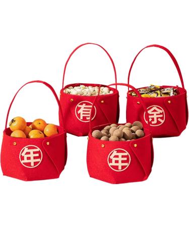 Spring Festival Treat Holder Festive Countertop Fruit Basket Non-Woven Fabric Candy Basket Candy Tray for Home Kitchen New Year - Buy Online on GoSupps.com