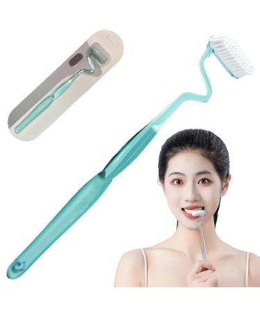 S shaped toothbrush toothbrush for adults vertical scientific toothbrush soft bristle manual replacement toothbrushes for gum teeth slotted tongue green