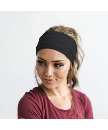 Women's Wide Headbands 3 Pack - Non Slip Sweat Wicking Hair Bands for Yoga & Exercise - Buy Online on GoSupps.com