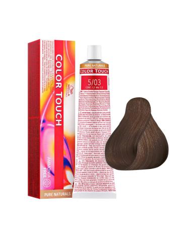 5/03 Shade Light Brown Gold Natural Wella Color touch Pure Naturals Ammonia-free 60ml
