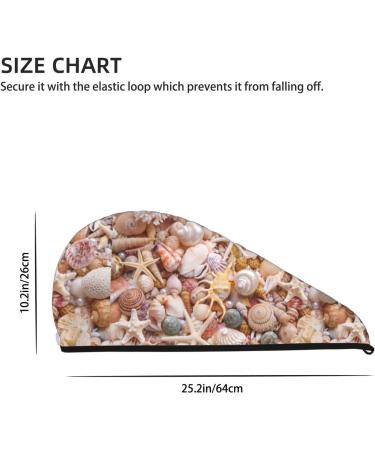 Hair Towel Wrap - Quick Drying Turban with Button | Colorful Seashells Design for Effortless Hair Care - Buy Online on GoSupps.com