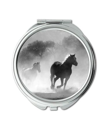 YENDOSTEEN Mirror Compact Mirror animals black and white equine pocket mirror portable mirror
