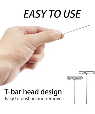 100 Pack 2 Inch Wig T-Pins with Plastic Box - Silver Steel T-Pins for Blocking Knitting, Modeling, and Crafts - Buy Online on GoSupps.com