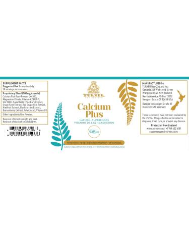 TURNER Calcium Plus Marine Calcium Supplement | UAF1000+ Antioxidant | Supports Bone & Joint Health | 2 Bottles, 180 Caps - Buy Online on GoSupps.com