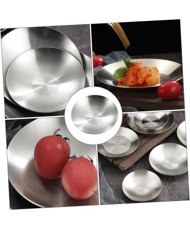 Zerodeko Condiment Plate Cold Dish Sauce Plates Metal Plate Prep Dishes for Camping Cutlery Pinch Bowls Dip Cups Kids Cutlery Relish Plate Sushi Soy Stainless Steel 304 Seasoning Plate Mini 10X10X2CM Silver - Buy Online on GoSupps.com