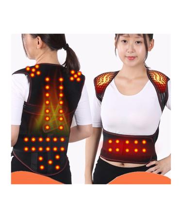 Tourmaline self-warming magnetic field therapy waist back shoulder posture corrector spine lumbar support back support belt pain relief (color: 56PCs magnet size: x-large) 56 st magnetic m