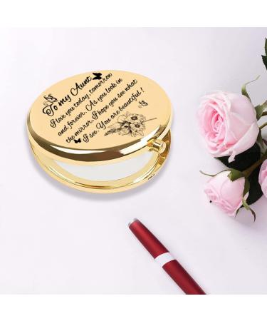 HnoonZ Best Aunt Ever Gifts Birthday Gifts for Aunt Aunt Gifts from Niece Aunt Gift Auntie Gifts Aunt Bday Gift from Niece Gifts for Aunt Best Aunt Makeup Bag Aunt Compact Mirror Aunt Cosmetic Bag - Buy Online on GoSupps.com