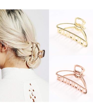 Caili Claw Clips Set - 3 Retro Minimalist Non-Slip Hair Clips for Women | Gold Black & Red Gold Hair Accessories - Buy Online on GoSupps.com