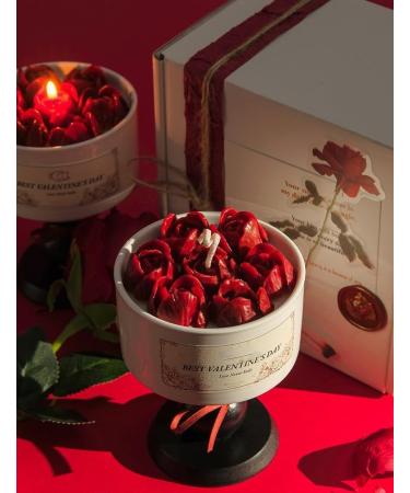 Chic Red Rose Scented Candle - Flower Candle in Mug for Home Decor | Perfect Love Gift & Anniversary Present for Her - Buy Online on GoSupps.com
