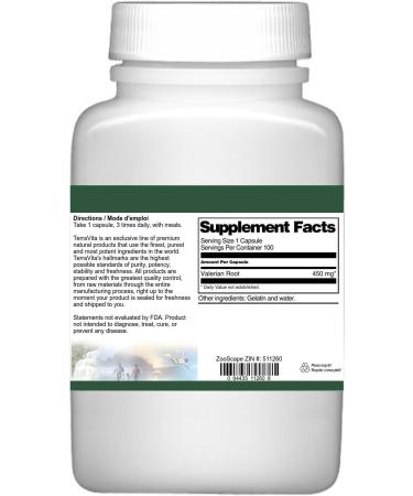 Valerian Root - 450 mg (100 Capsules ZIN: 511260) - 3 Pack - Buy Online on GoSupps.com