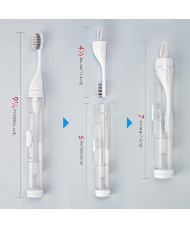 Linkidea 2-in-1 Portable Toothbrush Set with Refillable Toothpaste & Replacement Brush Heads - Travel Essentials (Blue White) - Buy Online on GoSupps.com