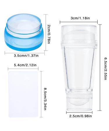 Niceneeded 4PC Nail Art Stamper Kit - Transparent Jelly Stamper Double Silicone Heads Blue Soft Stamp with Lid for Perfect Nail Designs - Buy Online on GoSupps.com