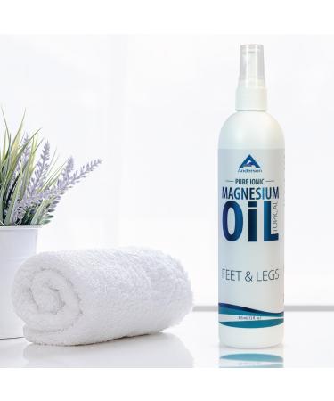 Magnesium Oil Spray for Feet and Legs | Big 12oz Bottle | Made in The USA | Topical Ionic Magnesium Chloride Lotion for Body Joints | Promotes Relaxation, Relief from Muscle Cramps | 12 Fl Oz (Pack of 1)