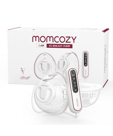 MomcoZy ultra-light and free-handed milk pump V2 powerful portable pump with 27 pump combinations low-noise pain-free portable double electropal pump 17/19/21/27 mm flange free dusty rose