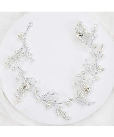 Aimimier Anglacesmade Bridal Hair Vine Pearl and Crystal Headband 11.8'' - Ideal for Bride, Bridesmaid, Prom, Festival - Women's Hair Jewelry - Buy Online on GoSupps.com