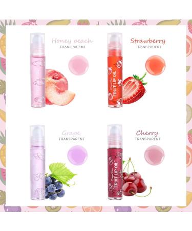 Fruity Roll On Lip Gloss Colorless Transparent Lip Oil Lip Balm Moisturizing Shiny Liquid Lipstick for Long Lasting Lips (4 Pieces 8ml) - Buy Online on GoSupps.com