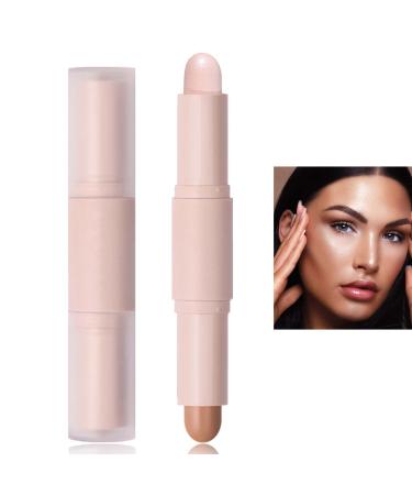 WENJLYJ 2 Colors Cream Contour Stick Cream Bronze Contour Palette Highlighting&Blush&Concealer Contouring Stick Color Correct for Dark Circles and Nose Contour Face Contour Makeup(W01 LIGHT)