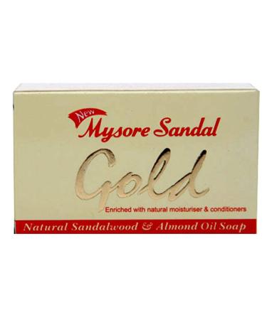 Mysore Sandal Gold Soap 125 Grams Per Unit (Pack of 4) - Purest Sandalwood Soap - Grade 1 Soap - TFM 80% - Suitable for ALL Skin Type - Zero Dryness - Natural Sandalwood & Almond Oil Soap