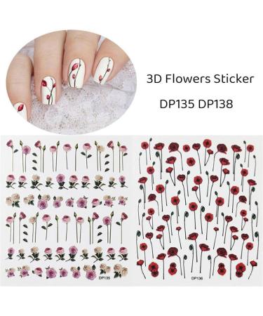 Hot DIY Manicure Nail Art Decoration Summer Blossom Flowers Leaves Nail Sticker 3D Decals Rose Branch Designs(DP-135) (DP) - Buy Online on GoSupps.com